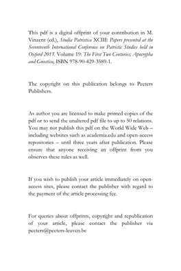 This Pdf Is a Digital Offprint of Your Contribution in M. Vinzent