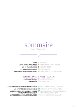 Sommaire TABLE of CONTENTS