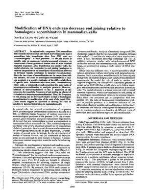 Homologous Recombination in Mammalian Cells Xiu-BAO CHANG and JOHN H