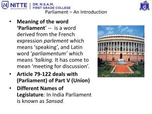 Meaning of the Word 'Parliament'