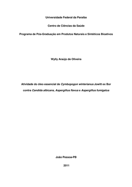 Universidade Federal Da Paraíba Centro De Ciências Da Saúde