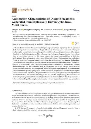 Acceleration Characteristics of Discrete Fragments Generated from Explosively-Driven Cylindrical Metal Shells