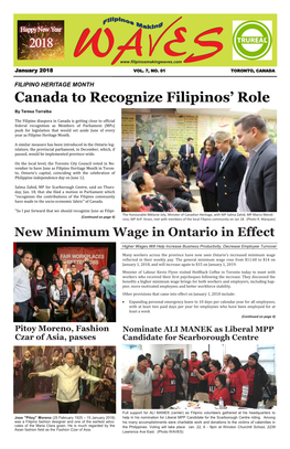 Canada to Recognize Filipinos' Role