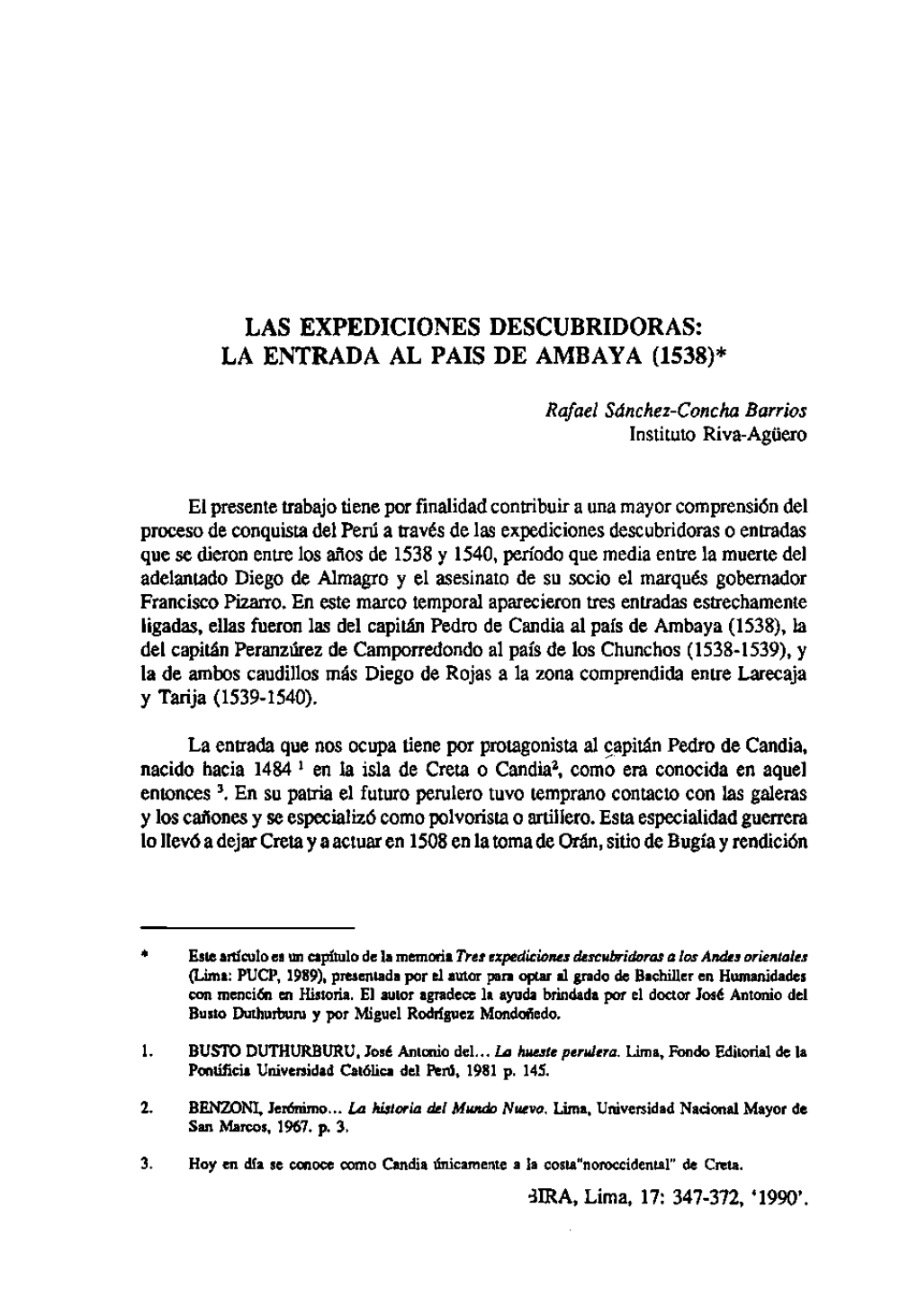 Las Expediciones Descubridoras: La Entrada Al Pais De Ambaya (1538)*