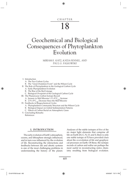 Geochemical and Biological Consequences of Phytoplankton Evolution