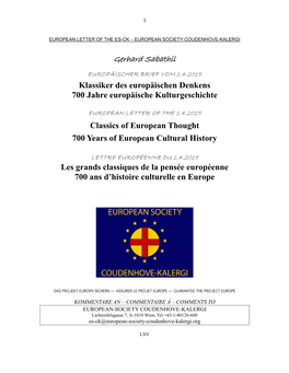 European Letter of the Es-Ck – European Society Coudenhove-Kalergi