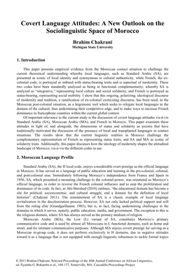Covert Language Attitudes: a New Outlook on the Sociolinguistic Space of Morocco