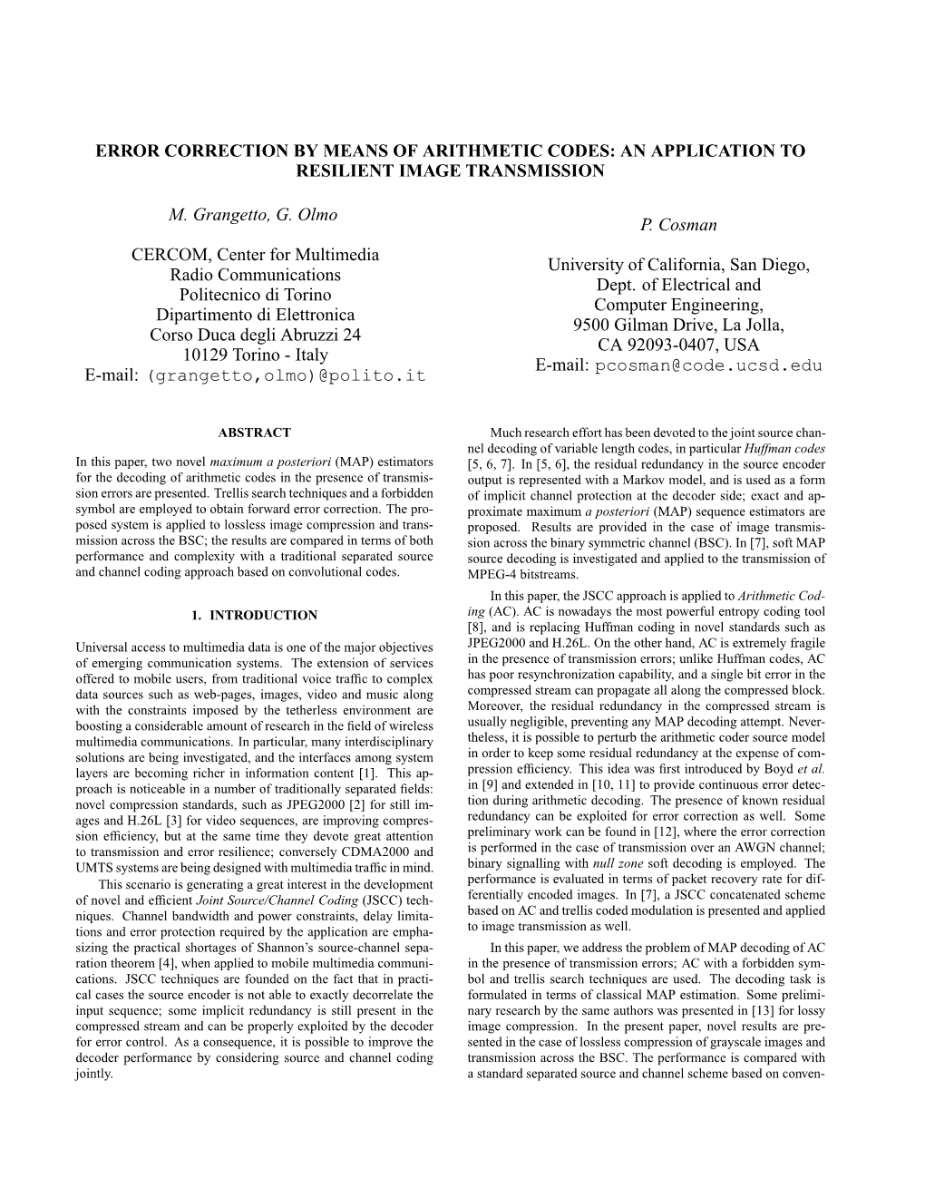 Error Correction by Means of Arithmetic Codes: an Application to Resilient Image Transmission