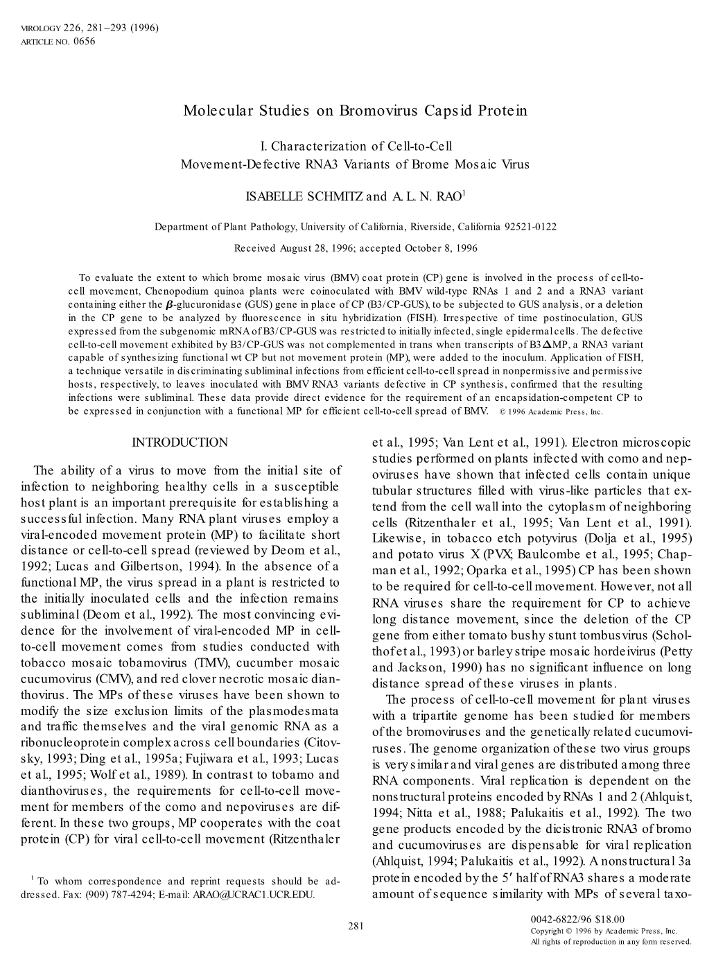 Molecular Studies on Bromovirus Capsid Protein