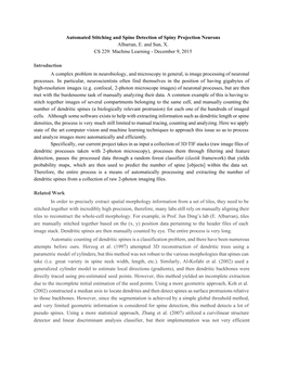 Automated Stitching and Spine Detection of Spiny Projection Neurons Albarran, E