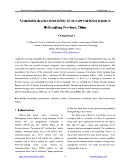 Sustainable Development Ability of State-Owned Forest Region in Heilongjiang Province, China