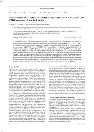 Determination of Lovastatin, Mevastatin, Rosuvastatin and Simvastatin with HPLC by Means of Gradient Elution
