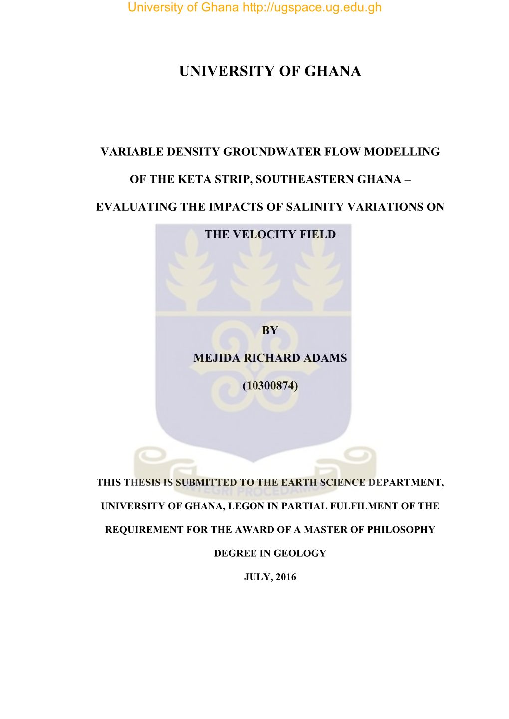 Variable Density Groundwater Flow Modelling