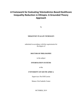 A Framework for Evaluating Telemedicine-Based Healthcare Inequality Reduction in Ethiopia: a Grounded Theory Approach