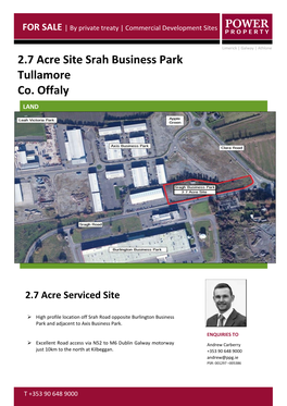 2.7 Acre Site Srah Business Park Tullamore Co. Offaly