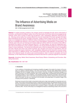 The Influence of Advertising Media on Brand Awareness DOI: 10.7595/Management.Fon.2017.0022