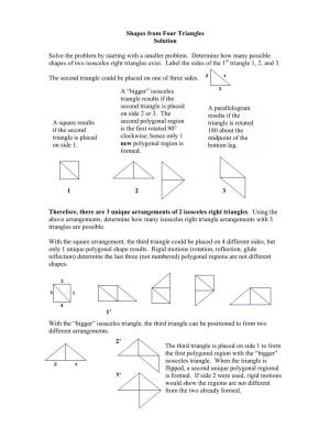 Shapes from 4 Triangles Solution