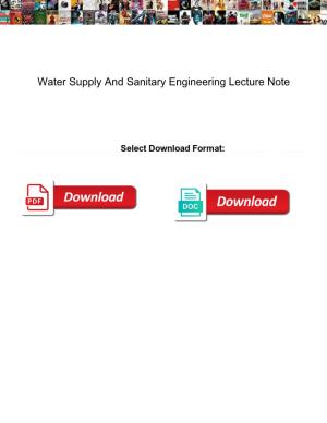 Water Supply and Sanitary Engineering Lecture Note