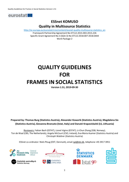 Quality Guidelines for Frames Insocialstatistics