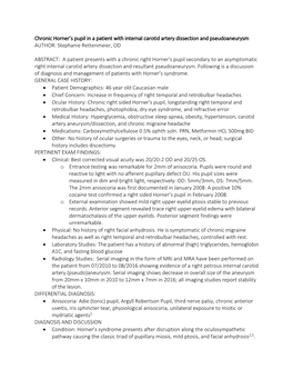 Chronic Horner's Pupil in a Patient with Internal Carotid Artery