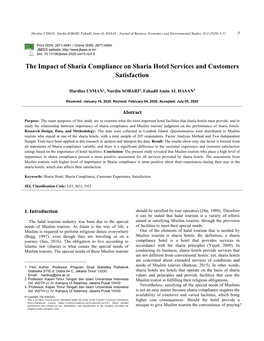 The Impact of Sharia Compliance on Sharia Hotel Services and Customers Satisfaction