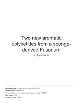 Two New Aromatic Polyketides from a Sponge- Derived Fusarium by Agus Trianto