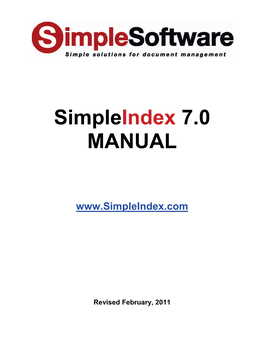 Simpleindex 7.0 MANUAL