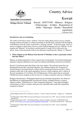 Country Advice Kuwait Kuwait – KWT37495 – Bidoons – Religion