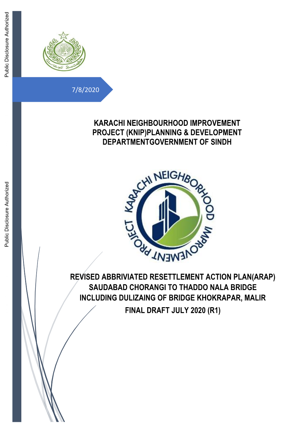 Karachi Neighbourhood Improvement Project (Knip)Planning & Development Departmentgovernment of Sindh