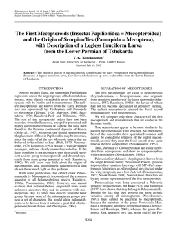 (Insecta: Papilionidea = Mecopteroidea) and the Origin Of