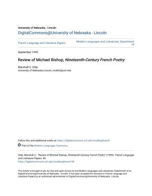 Review of Michael Bishop, Nineteenth-Century French Poetry