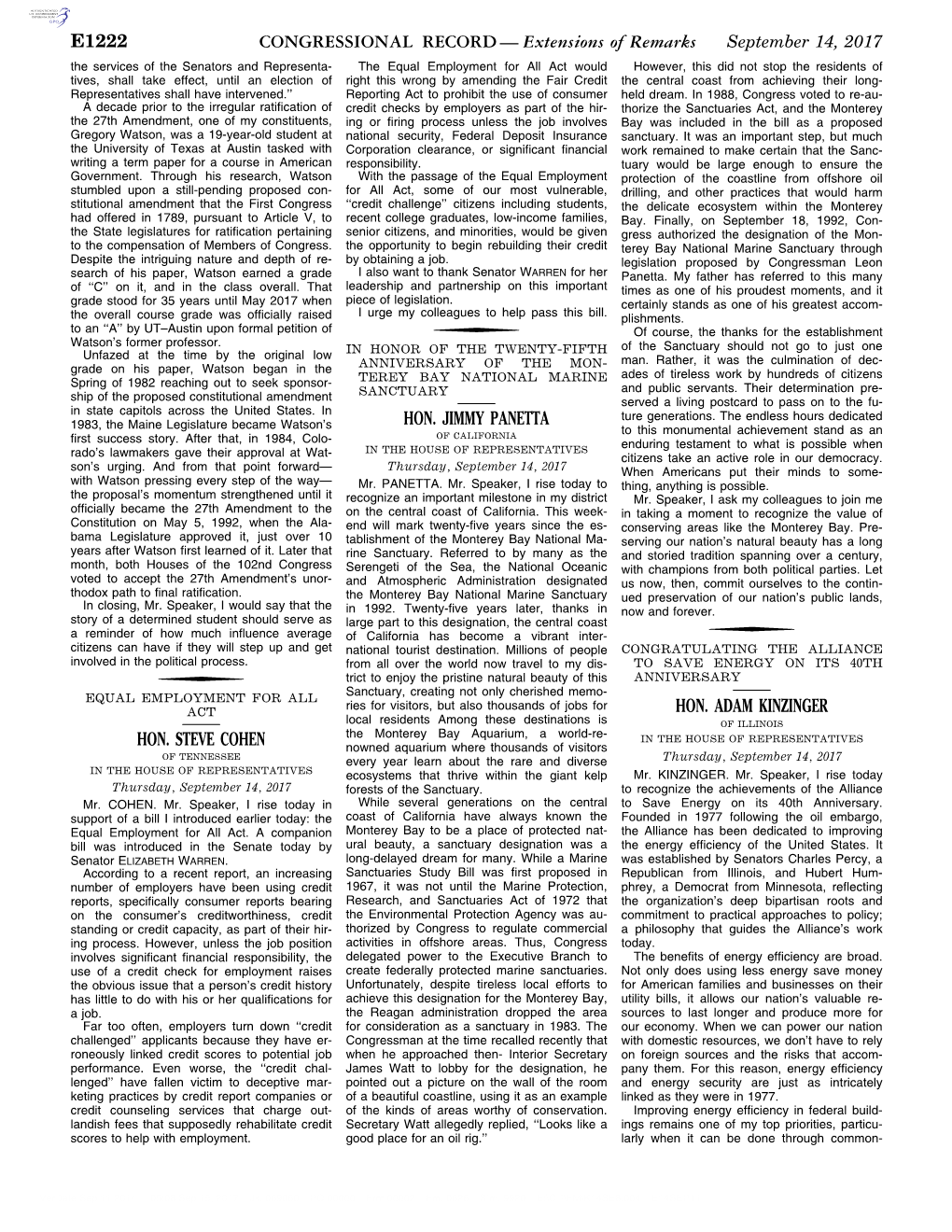 CONGRESSIONAL RECORD— Extensions of Remarks E1222 HON