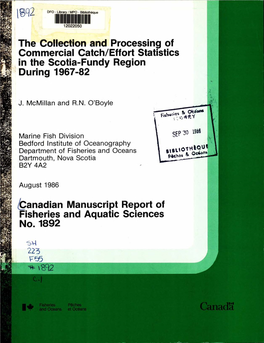 Canadian Manuscript Report of Fisheries and Aquatic Sciences No. 1892