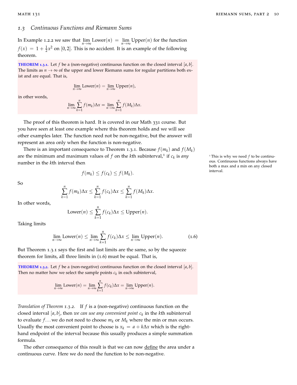 Math 131Riemann Sums, Part 2