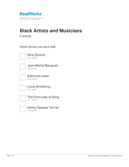 Black Artists and Musicians 6 Articles