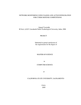 Network Monitoring Using Nagios and Autoconfiguration for Cyber Defense Competitions