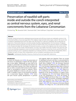 Preservation of Nautilid Soft Parts Inside and Outside the Conch