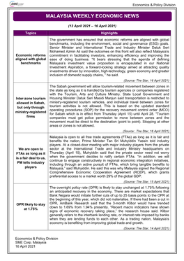 Malaysia Weekly Economic News