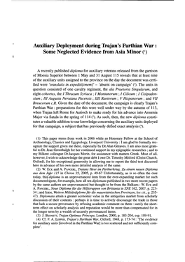 Auxiliary Deployment During Trajan's Parthian War