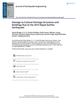 Damage to Cultural Heritage Structures and Buildings Due to the 2015 Nepal Gorkha Earthquake