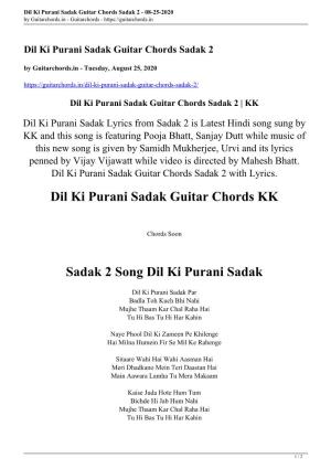 Dil Ki Purani Sadak Guitar Chords Sadak 2 - 08-25-2020 by Guitarchords.In - Guitarchords