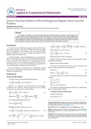 Green's Function Solution of Non-Homogenous Regular Sturm