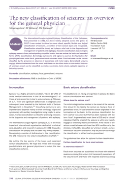 The New Classification of Seizures