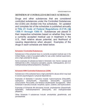 Definition of Controlled Substance Schedules