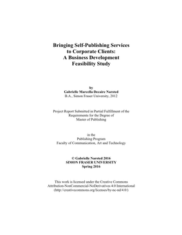 Bringing Self-Publishing Services to Corporate Clients: a Business Development Feasibility Study
