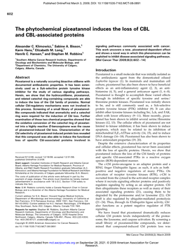 The Phytochemical Piceatannol Induces the Loss of CBL and CBL-Associated Proteins