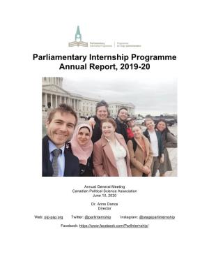 Parliamentary Internship Programme Annual Report, 2019-20
