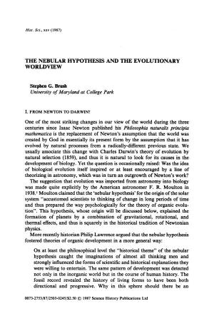 The Nebular Hypothesis and the Evolutionary Worldview