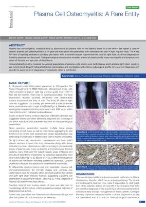 Plasma Cell Osteomyelitis: a Rare Entity Case Series Pathology Section