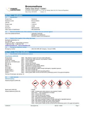 Bromomethane Safety Data Sheet 1100901 According to Federal Register / Vol